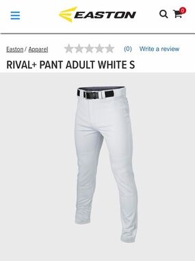 Easton White Men's Baseball Pants with Belt Loops